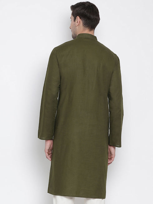 Men's Green Cotton Kurta