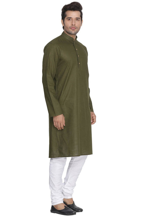 Men's Green Cotton Kurta and Pyjama Set