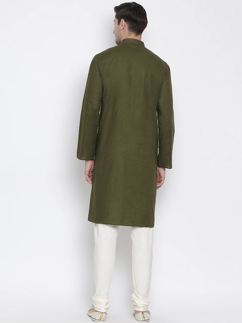 Men's Green Cotton Kurta and Pyjama Set