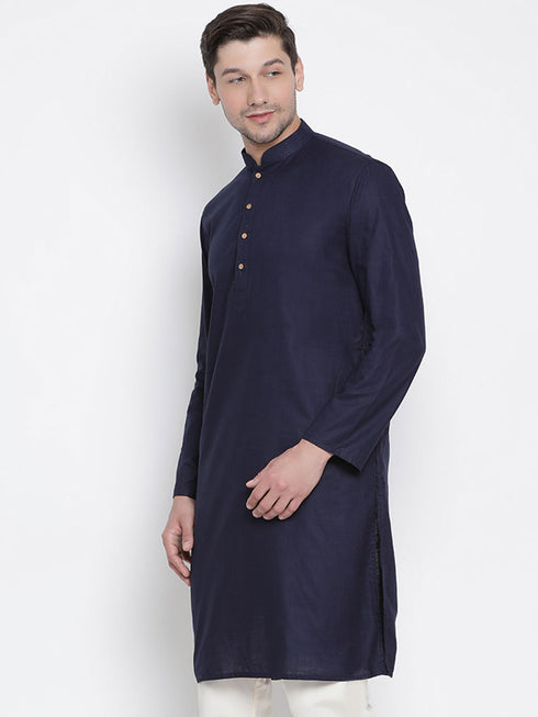 Men's Blue Cotton Kurta