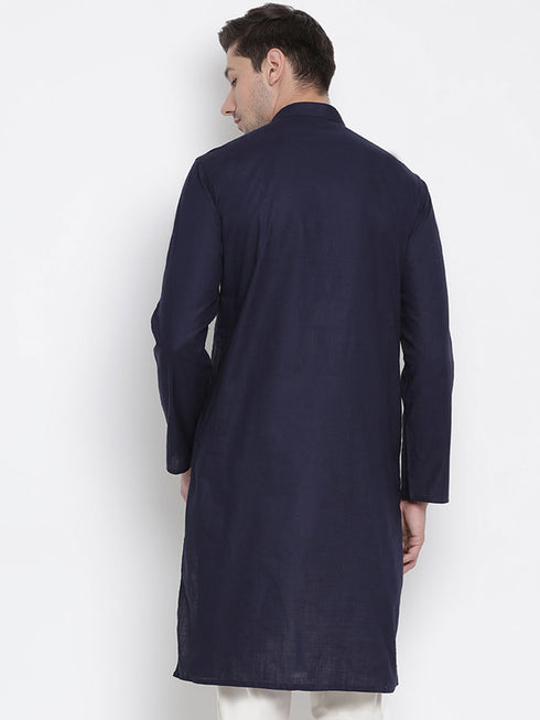 Men's Blue Cotton Kurta