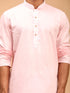 Men's Pink Cotton Kurta And White Solid Dhoti Set