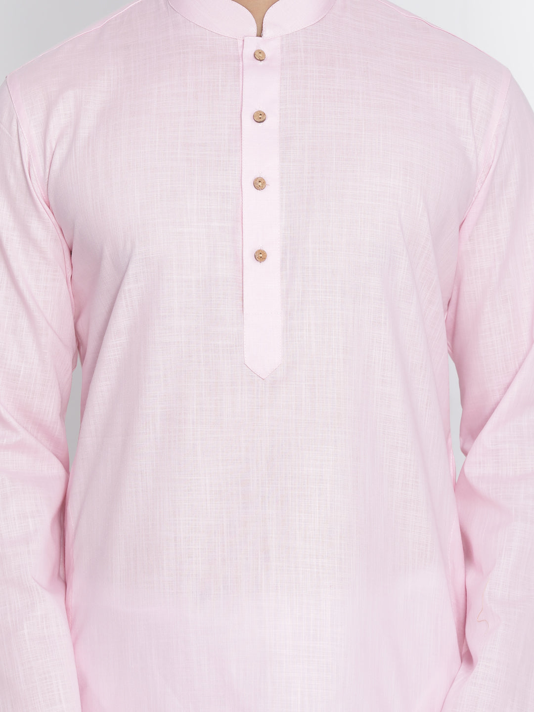 VASTRAMAY Men's Pink Cotton Kurta and Pyjama Set