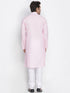 VASTRAMAY Men's Pink Cotton Kurta and Pyjama Set