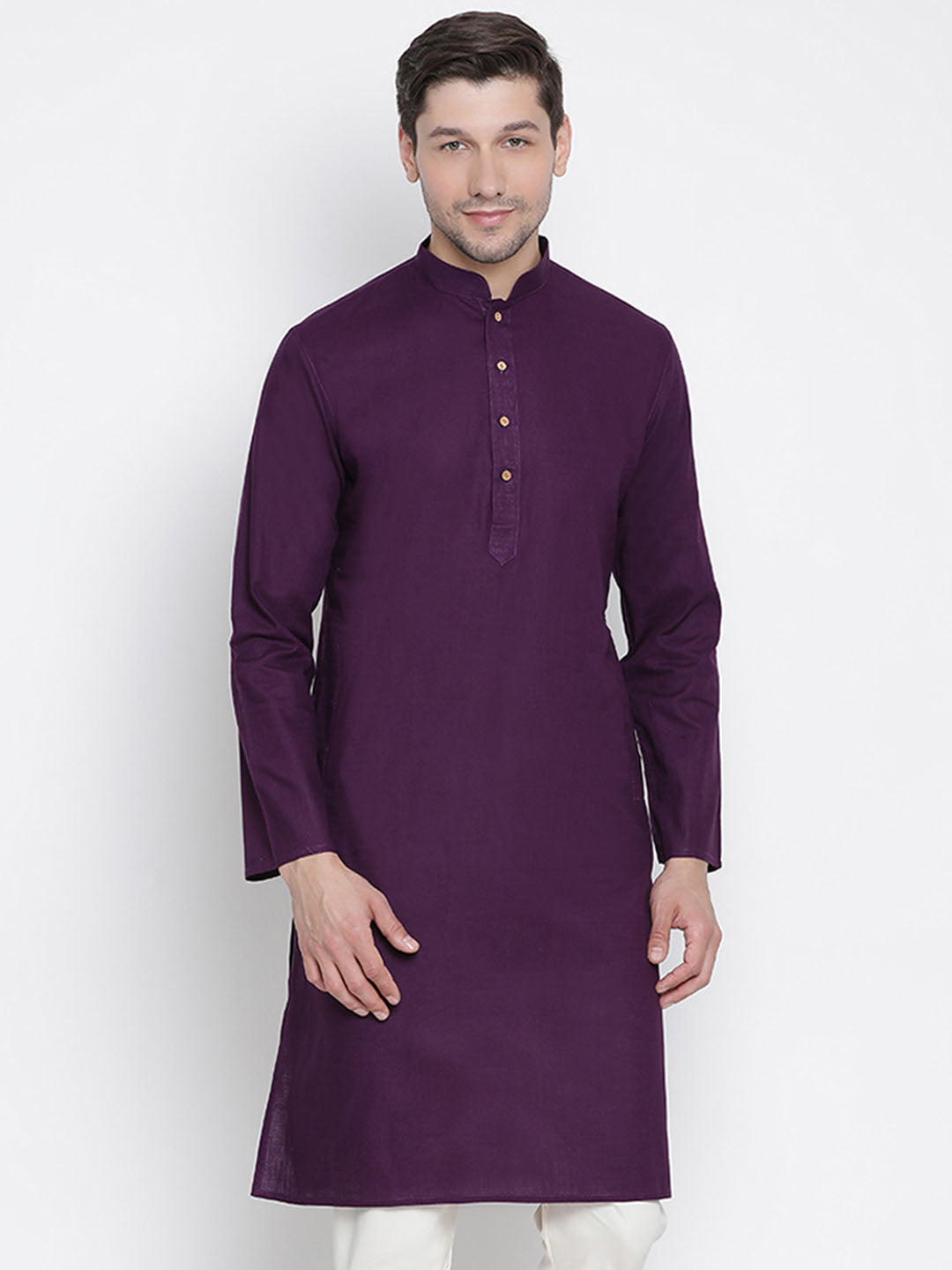 Men's Purple Cotton Kurta