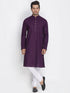 VASTRAMAY Men's Purple Cotton Kurta and Pyjama Set