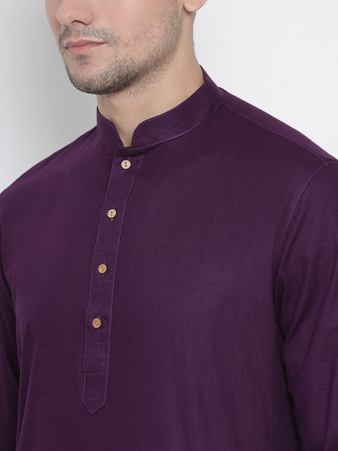 Men's Purple Cotton Kurta and Pyjama Set