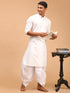 Men's White Cotton Kurta With White Solid Dhoti Set