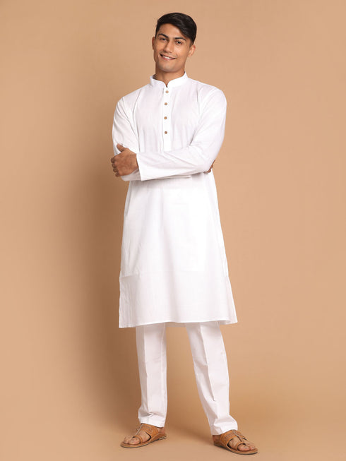 Men's Cotton Kurta With Pant Style Pyjama Set