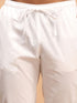 Men White Kurta And Cotton Pant Set With Prayer Cap