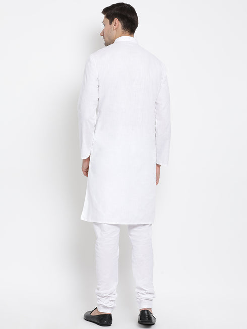 Men's White Cotton Kurta and Pyjama Set