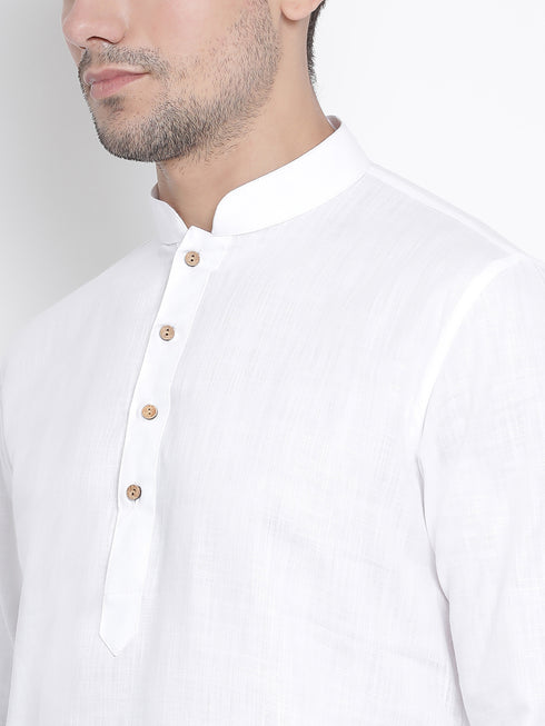 Men's White Cotton Kurta and Pyjama Set