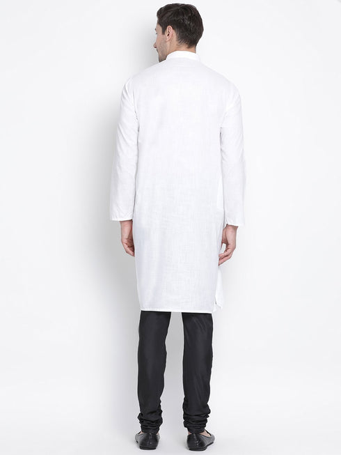 Men's White Cotton Kurta and Pyjama Set
