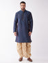 Men's Blue Zari Weaved Kurta Dhoti Set