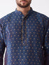 Men's Blue Zari Weaved Kurta Dhoti Set