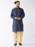 Men's Blue Zari Weaved Kurta Dhoti Set