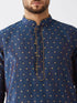 Men's Blue Zari Weaved Kurta Dhoti Set