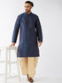 Men's Blue Zari Weaved Kurta Dhoti Set