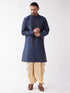 Men's Blue Zari Weaved Kurta Dhoti Set