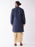 Men's Blue Zari Weaved Kurta Dhoti Set