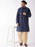 Men's Blue Zari Weaved Kurta Dhoti Set