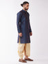 Men's Blue Zari Weaved Kurta Dhoti Set