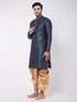 Men's Blue Zari Weaved Kurta Dhoti Set