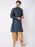 Men's Blue Zari Weaved Kurta Dhoti Set