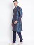 Men's Blue Cotton Silk Blend Kurta and Pyjama Set