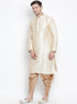 Men's Gold Cotton Silk Blend Kurta and Dhoti Pant Set