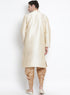 Men's Gold Cotton Silk Blend Kurta and Dhoti Pant Set