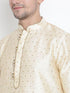 Men's Gold Cotton Silk Blend Kurta and Pyjama Set