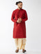 Men's Maroon Zari Weaved Kurta Dhoti Set