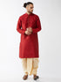Men's Maroon Zari Weaved Kurta Dhoti Set