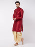 Men's Maroon Zari Weaved Kurta Dhoti Set