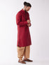 Men's Maroon Zari Weaved Kurta Dhoti Set