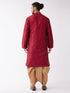 Men's Maroon Zari Weaved Kurta Dhoti Set