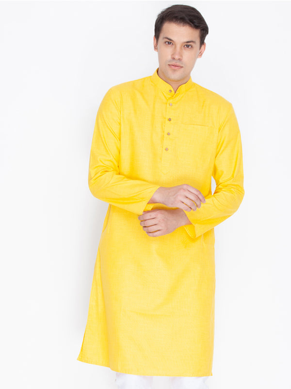 Men's Yellow Linen Kurta