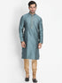 Men's Light Blue Cotton Silk Blend Kurta and Pyjama Set