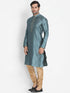 Men's Light Blue Cotton Silk Blend Kurta and Pyjama Set