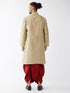 Men's Beige And Maroon Silk Blend Kurta And Dhoti Set