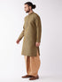 Men's Black And Rose Gold Silk Blend Kurta And Dhoti Set