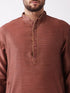 Men's Maroon And Gold Silk Blend Kurta And Dhoti Set