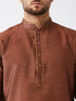 Men's Maroon And Gold Silk Blend Kurta And Dhoti Set