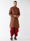 Men's Maroon Silk Blend Kurta And Dhoti Set