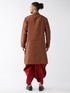 Men's Maroon Silk Blend Kurta And Dhoti Set