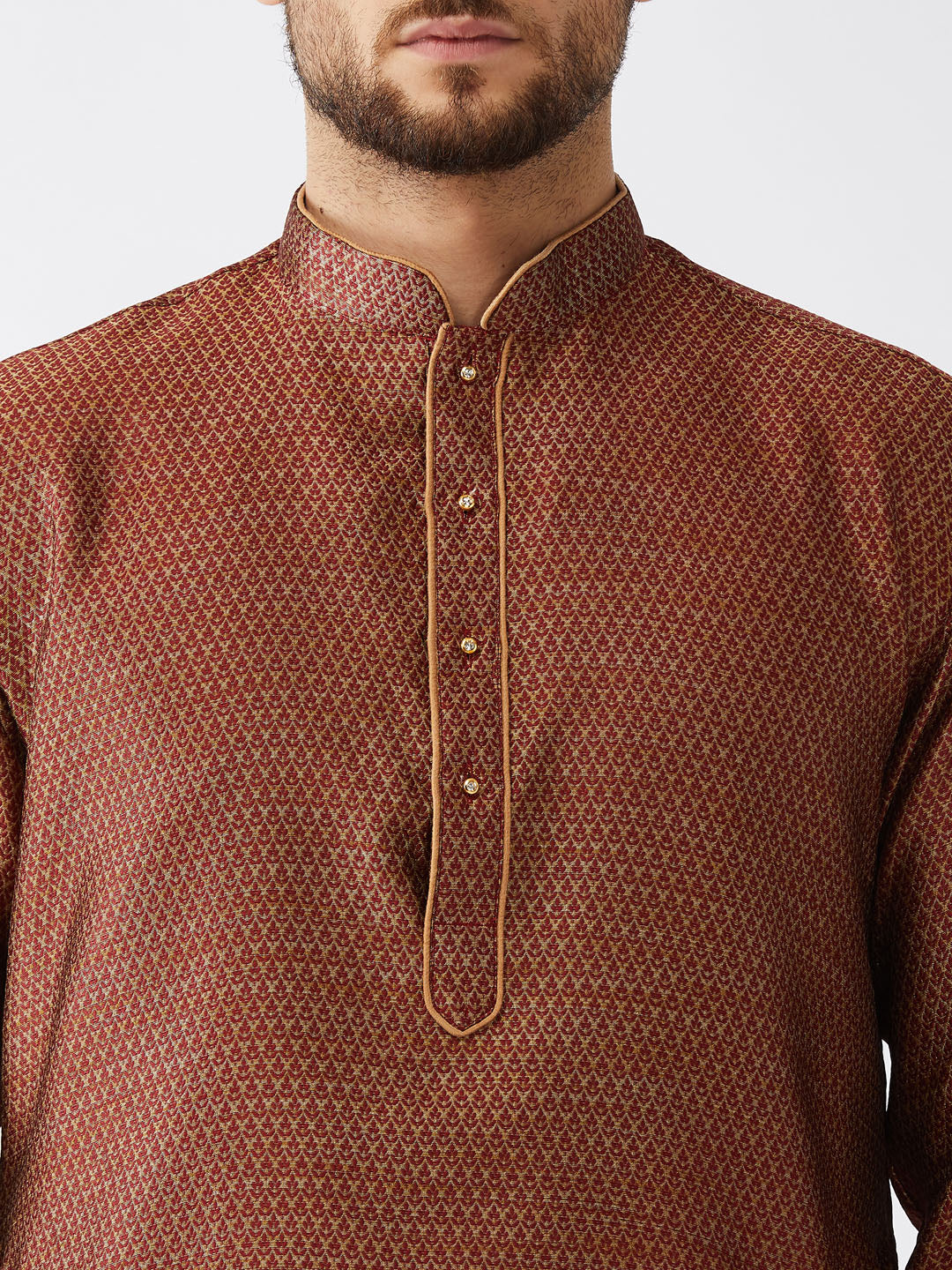 Men's Maroon Silk Blend Kurta And Dhoti Set