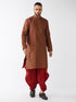 Men's Maroon Silk Blend Kurta And Dhoti Set