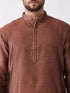 Men's Maroon And Rose Gold Silk Blend Kurta And Dhoti Set