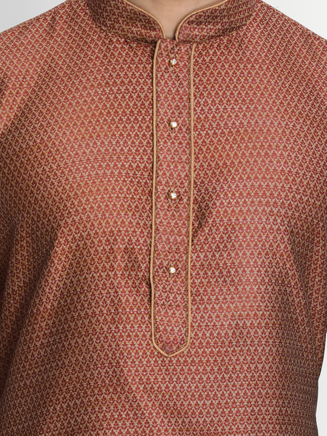 Men's Maroon Cotton Silk Blend Kurta and Pyjama Set